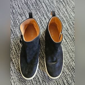 J. Crew Black Suede Ankle Booties with Tan Interior